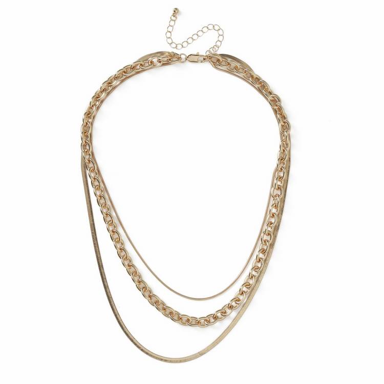 Freedom gold-tone chunky paperlink layered chain necklace, imported from the UK