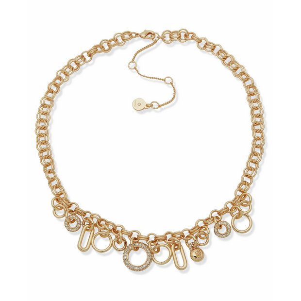 DKNY gold tone charm necklace 40cm chain - British product