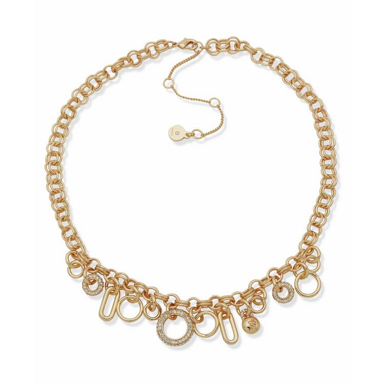 DKNY gold tone charm necklace 40cm chain - British product