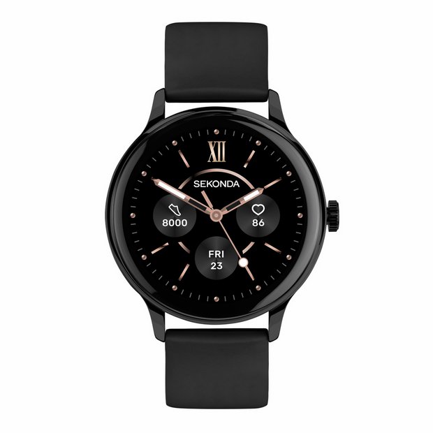 Sekonda Flex Plus smart watch with black silicone strap, UK version