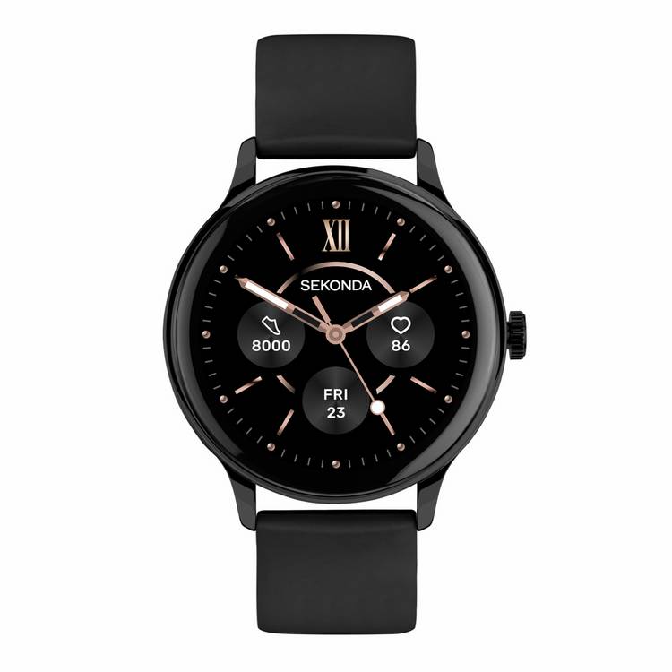 Sekonda Flex Plus smart watch with black silicone strap, UK version