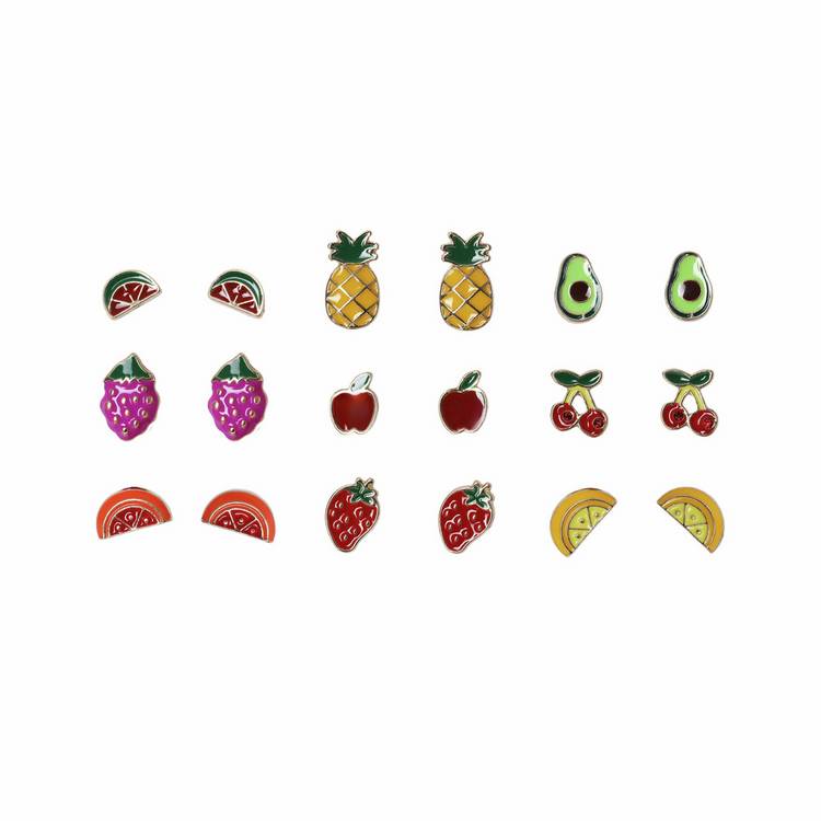 Flitzy kids fruit stud earrings set with 5mm studs, UK version