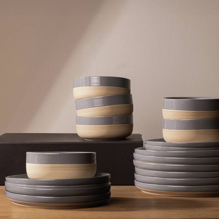 Elle Home grey ceramic dinner set 18 piece - British brand
