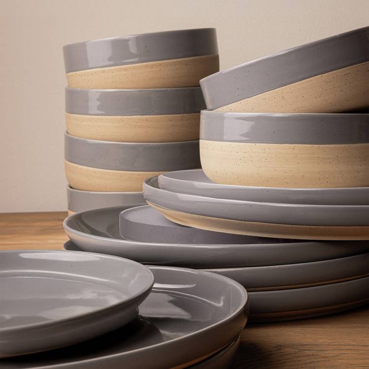 Elle Home grey ceramic dinner set 18 piece - British brand