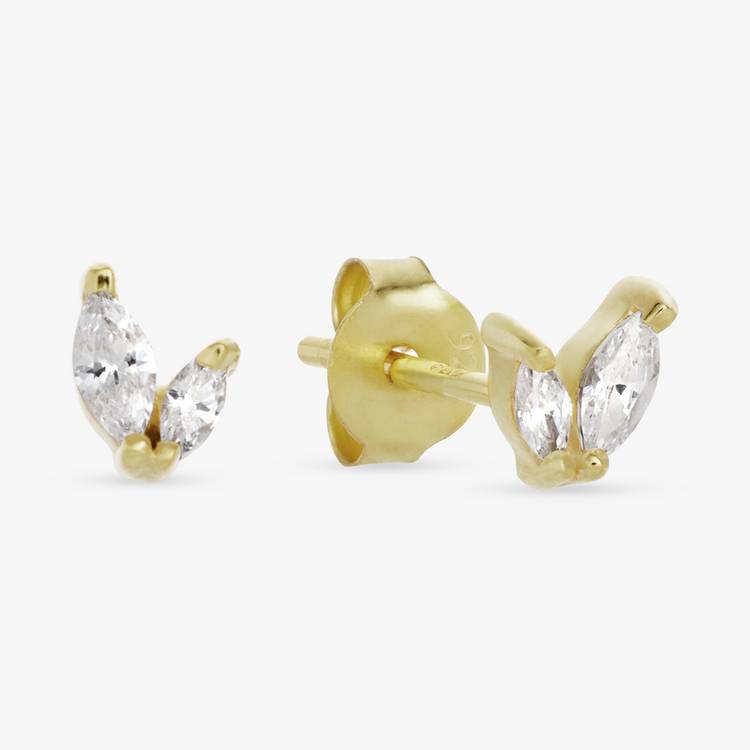 Revere gold plated marquise stud earrings, imported from the UK