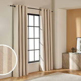 Argos Habitat Stripe Blackout Eyelet Curtains Latte 117x137cm- Buy online at McGrocer