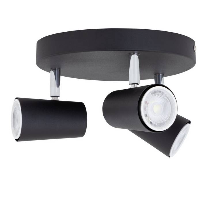 Argos Home 3 light spotlight plate matt black (British brand)