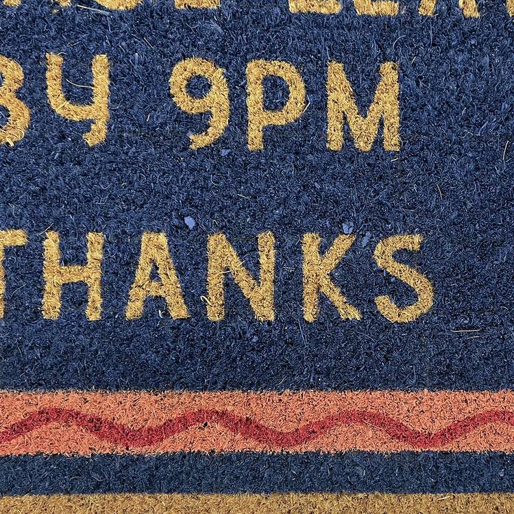 Mighty Mats doormat Please Leave by 9PM blue 40x60cm - British product