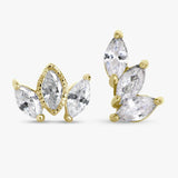 Revere gold surgical steel flatback stud earrings with cubic zirconia, UK version