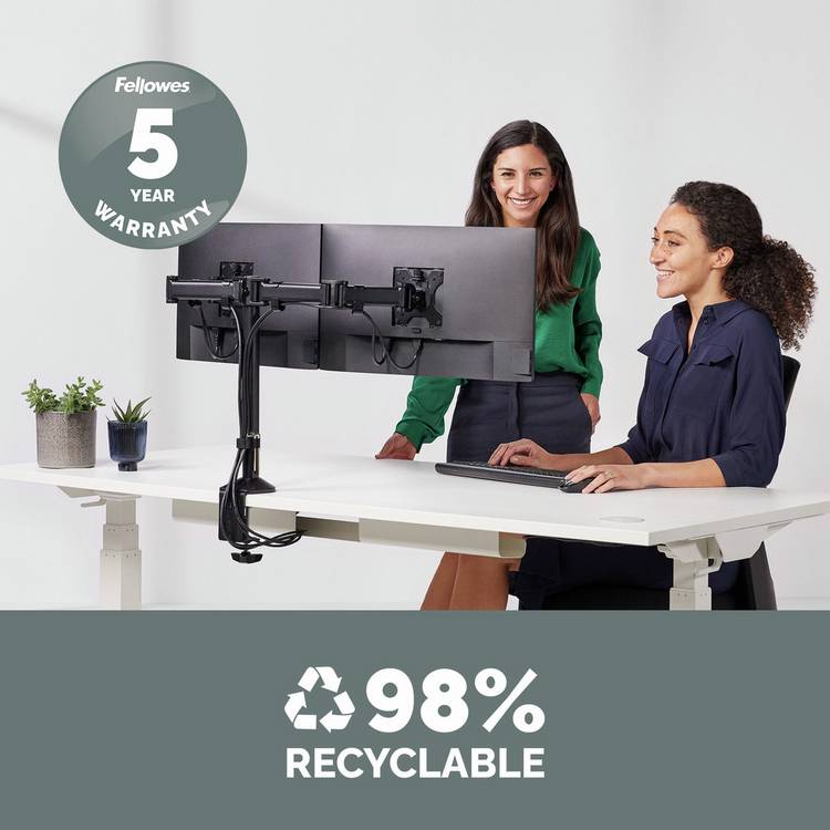Fellowes Reflex dual monitor arm for 27 inch monitors, UK version
