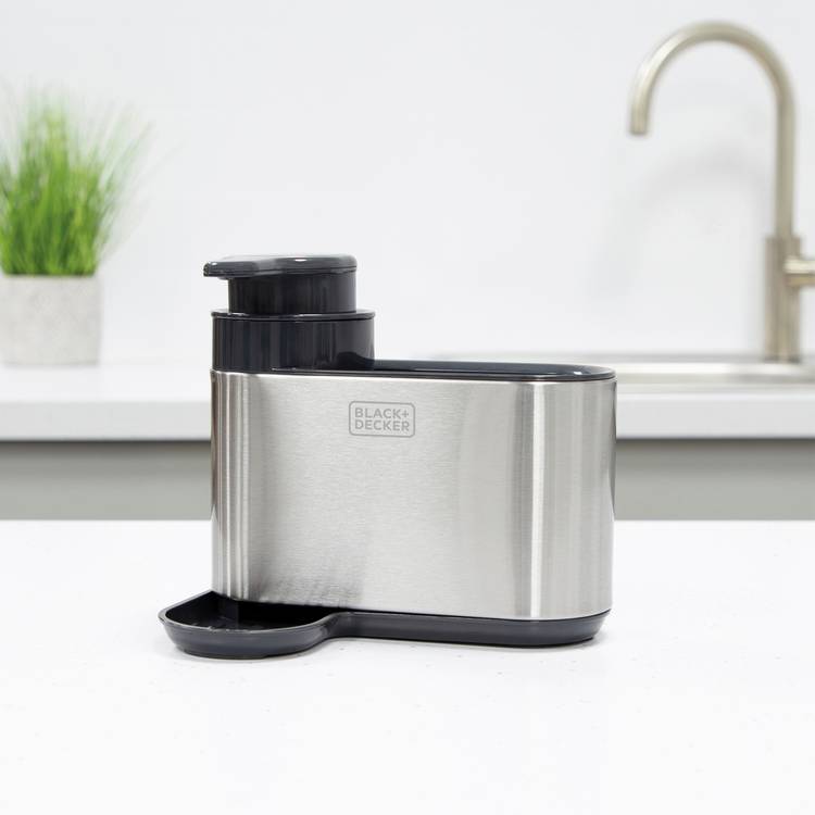 Black+Decker sink tidy with dispenser stainless steel compact - British product