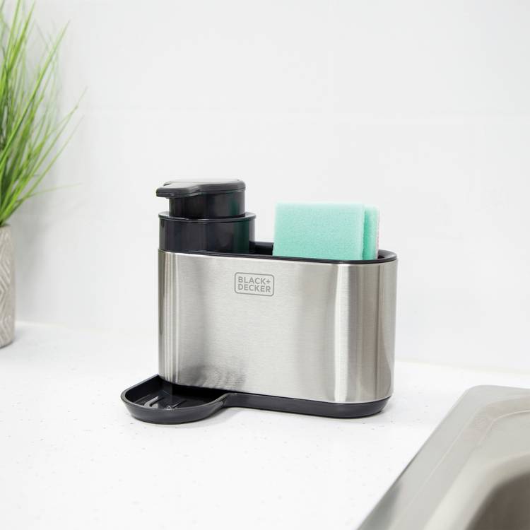Black+Decker sink tidy with dispenser stainless steel compact - British product