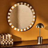 Argos Habitat Checkered Brown Resin Round Wall Mirror - 50cm- Buy online at McGrocer