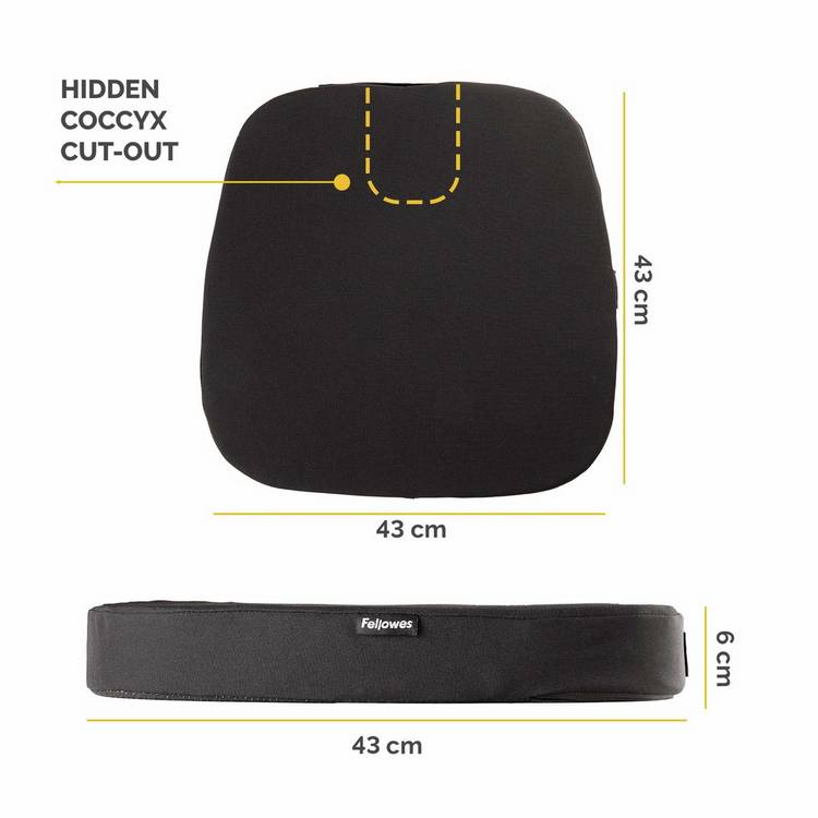 Fellowes seat cushion with coccyx cutout 43cm - British product