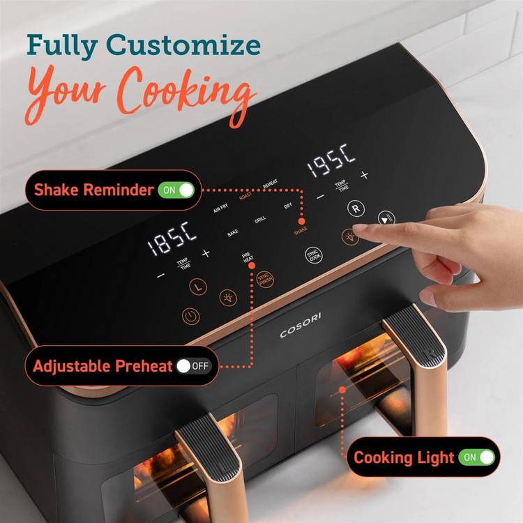 COSORI Dual Basket Air Fryer 8.5L black kitchen, UK version