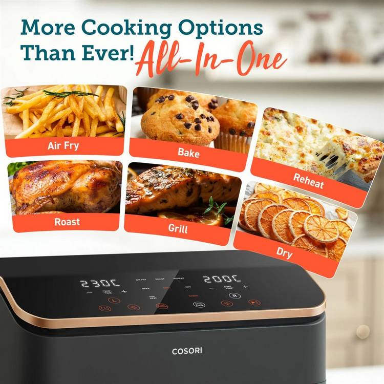 COSORI Dual Basket Air Fryer 8.5L black kitchen, UK version