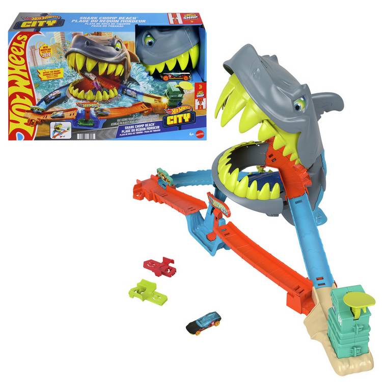 Hot Wheels Shark Chomp Beach Playset die-cast car toy, imported from the UK