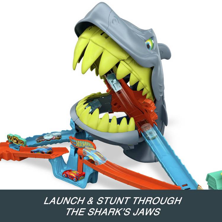 Hot Wheels Shark Chomp Beach Playset die-cast car toy, imported from the UK