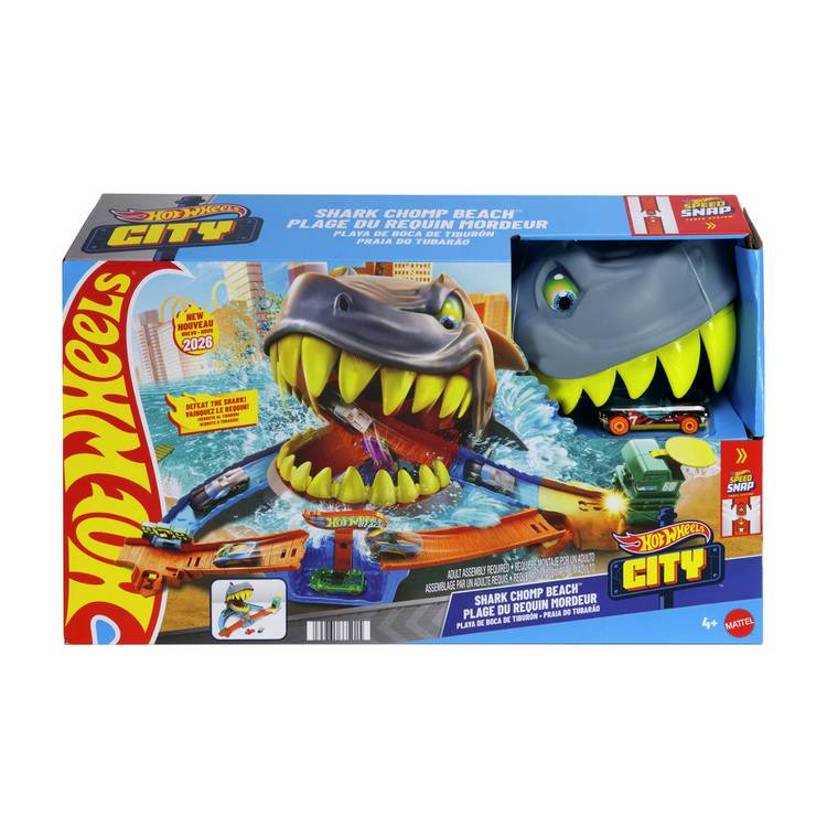 Hot Wheels Shark Chomp Beach Playset die-cast car toy, imported from the UK