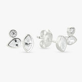 Revere sterling silver marquise cubic zirconia stud earrings - British product