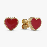 Revere fuchsia enamel heart stud earrings, UK version