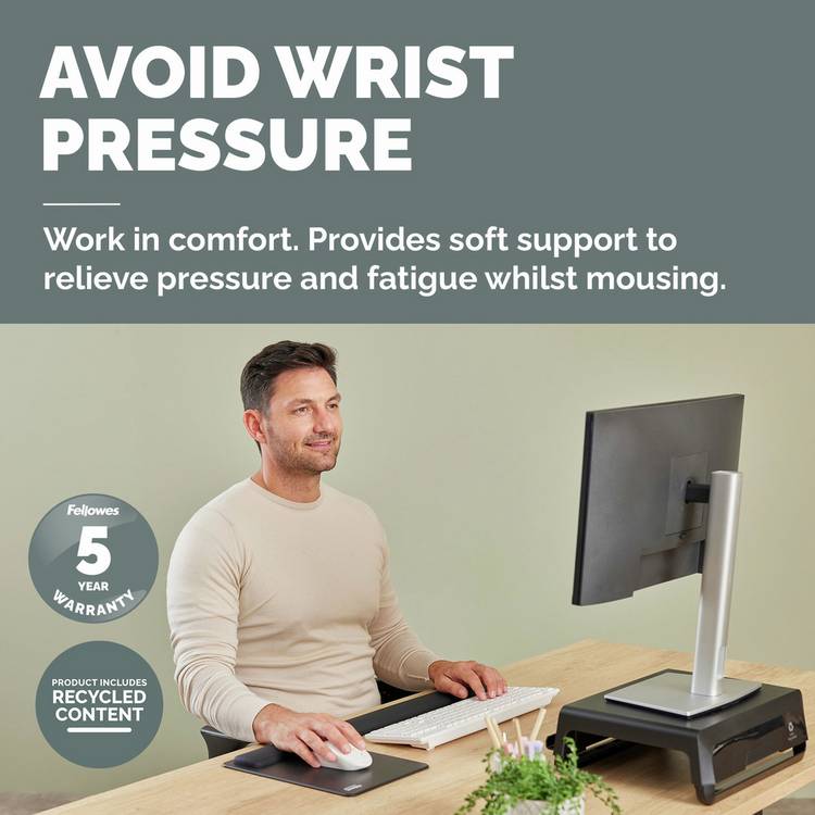 Fellowes Breyta XL mousepad wrist rest black - British product