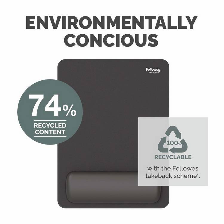 Fellowes Breyta XL mousepad wrist rest black - British product