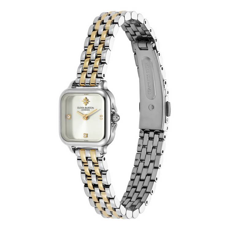Olivia Burton Mini Grosvenor stainless steel watch, imported from the UK
