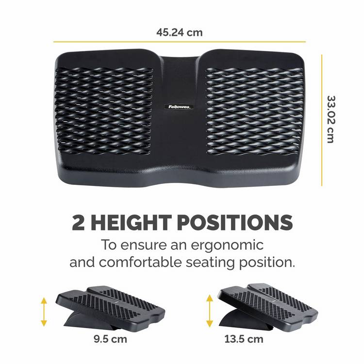 Fellowes Refresh foot support with vented platform, imported from the UK