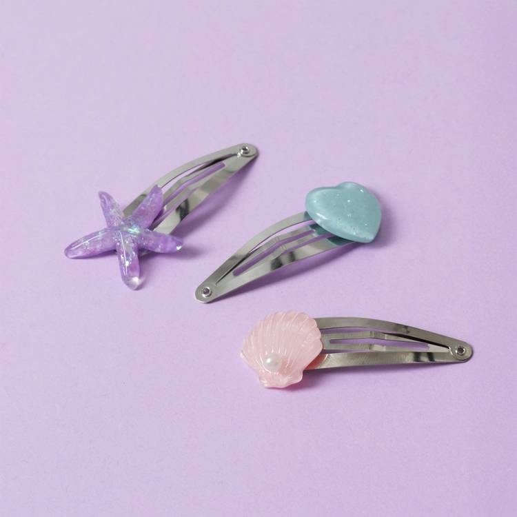 Flitzy Mermaid Hair Clip Pack with ocean designs, UK version