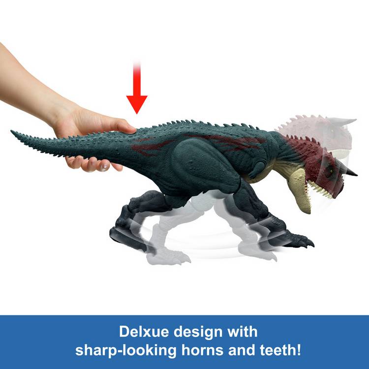 Jurassic World Charge N Chomp Carnotaurus running dinosaur toy, UK version