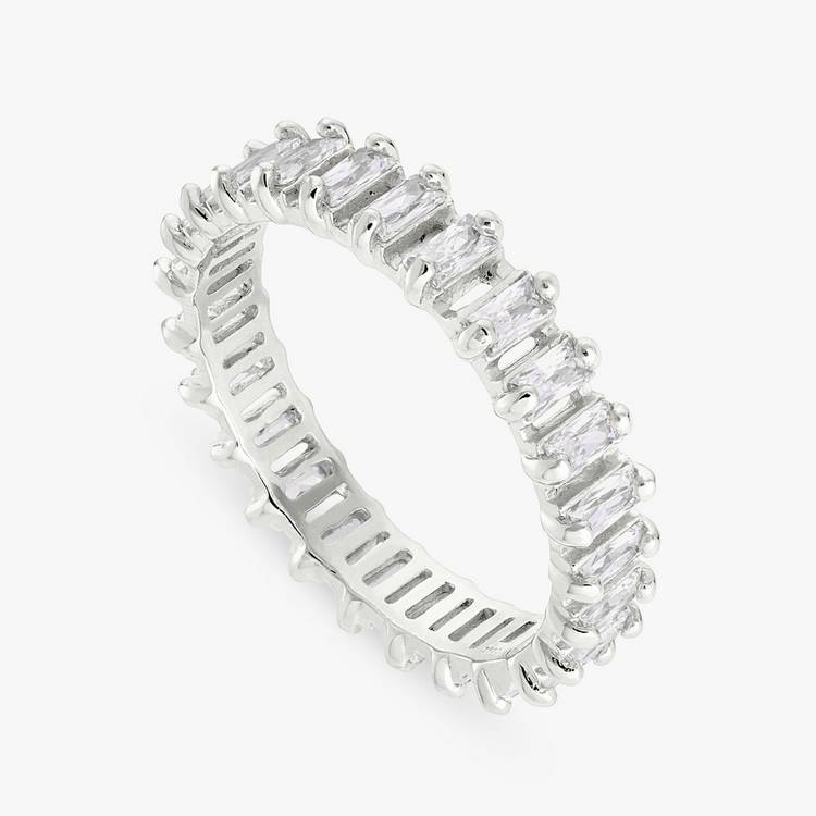 Revere sterling silver eternity ring baguette cubic zirconia large - British product