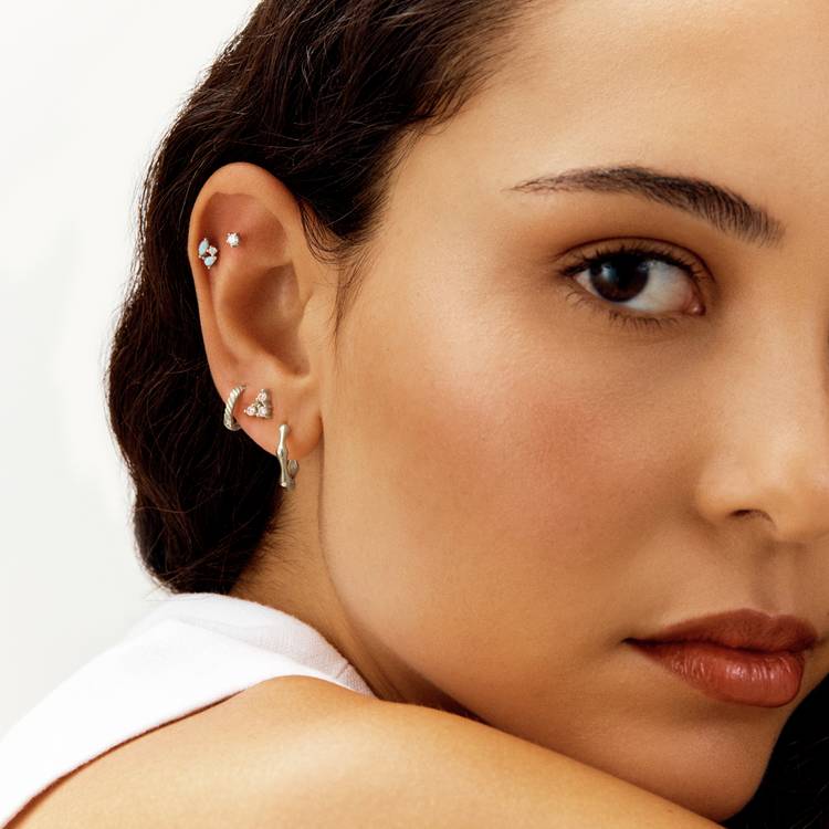 Revere sterling silver bamboo hoop earrings - British product