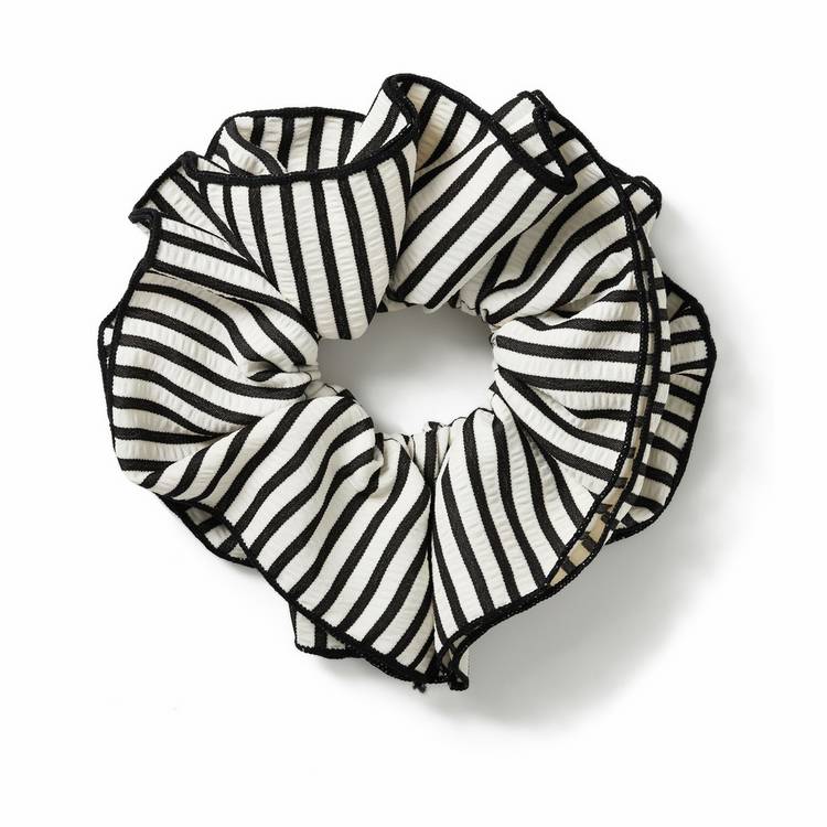 Freedom black stripe ruffle hair scrunchie (British brand)