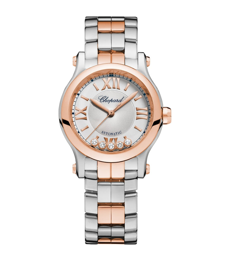 Chopard Happy Sport automatic watch 33mm rose gold stainless steel (British brand)