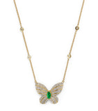 Jacquie Aiche butterfly necklace yellow gold diamonds emerald - British product