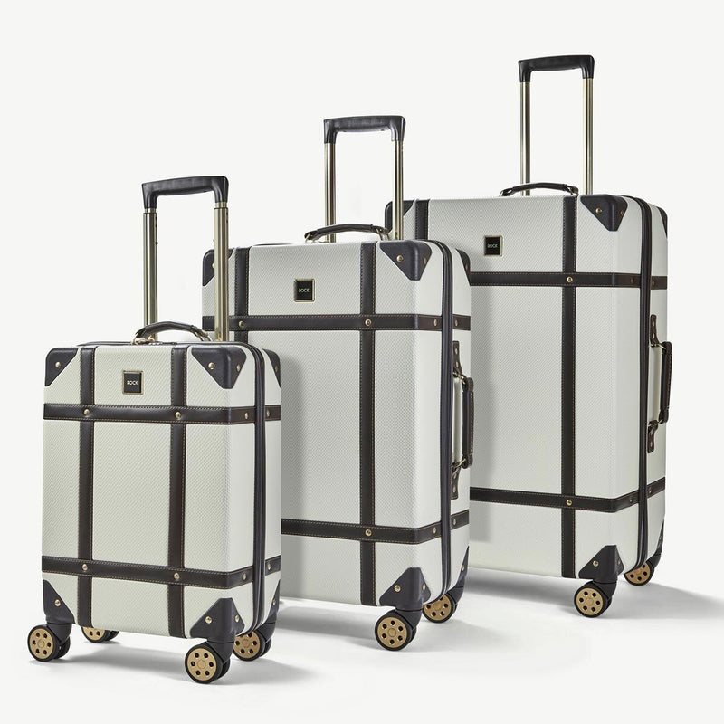 Rock vintage hardside luggage set 3 piece cream, imported from the UK
