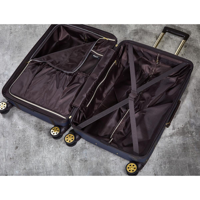 Rock Vintage 3 piece hardside luggage set in navy - British product