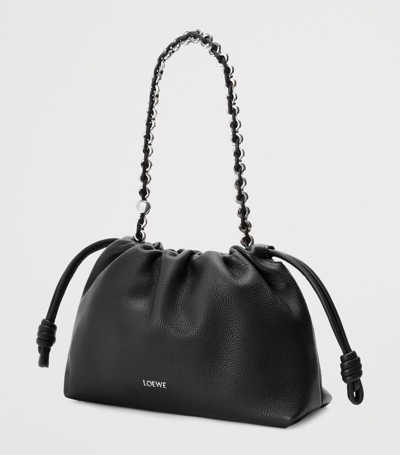 LOEWE Flamenco shoulder bag in leather with knotted drawstrings - British product