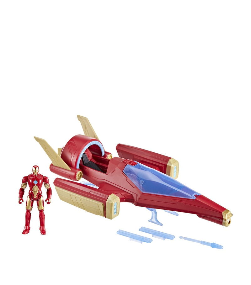 Marvel Iron Man repulsor blast battle jet with included figure, imported from the UK