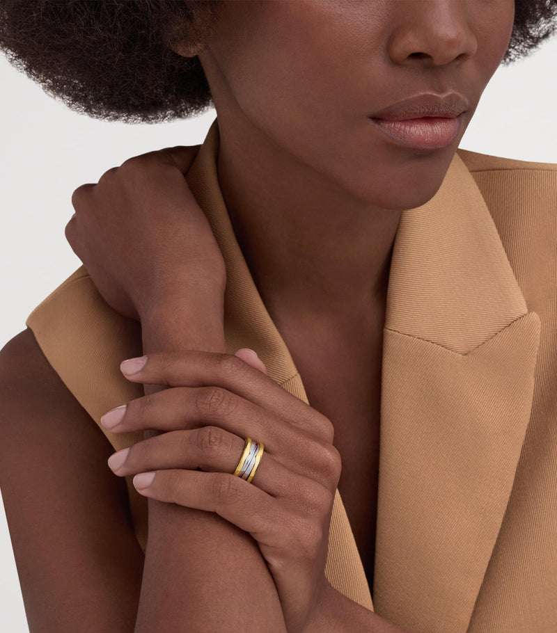 Bague Bvlgari B.zero1 deux bandes or jaune acier inoxydable - Produit britannique