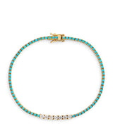 Harrods Jennifer Meyer Yellow Gold Diamond and Turquoise Four-Prong Tennis Bracelet- Buy online at McGrocer