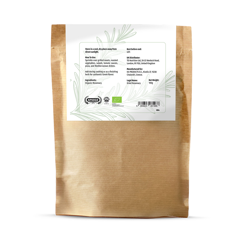 APSOGO organic dried rosemary 100g (British brand)