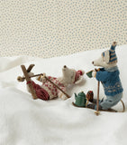 Maileg Winter Mouse Mum soft toy with skis 19cm, imported from the UK