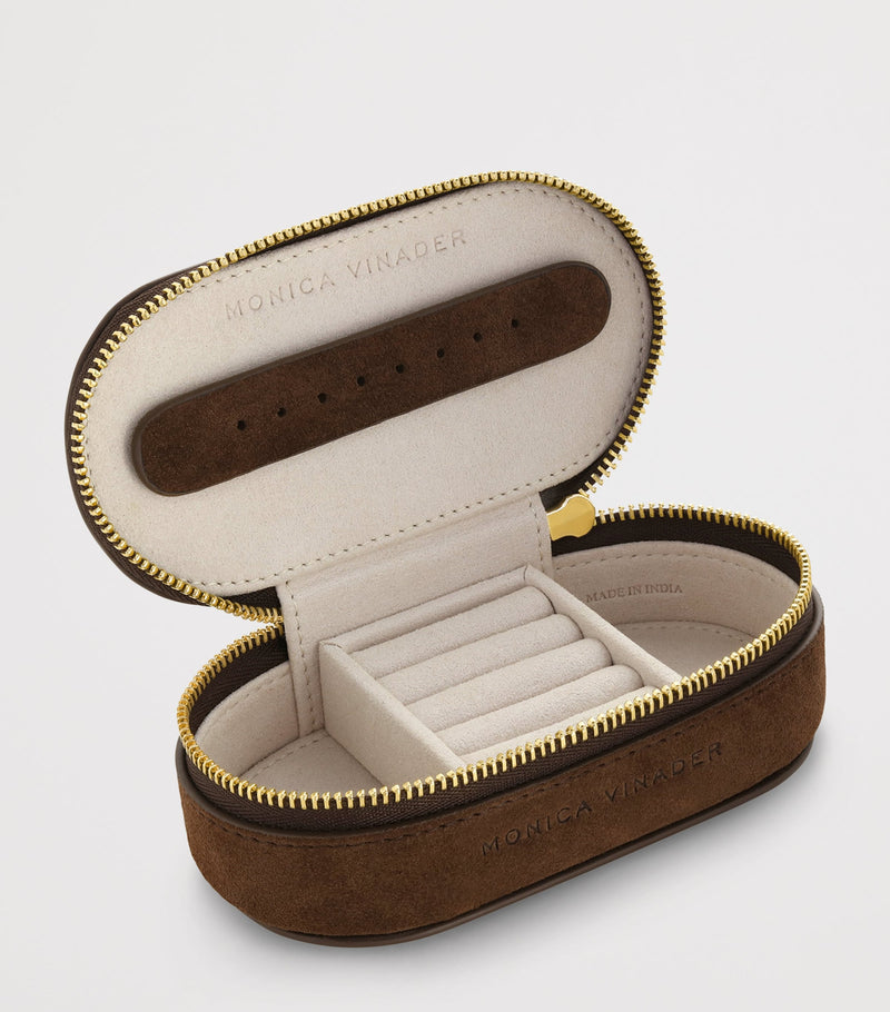 Monica Vinader mini suede oval jewellery case (British brand)