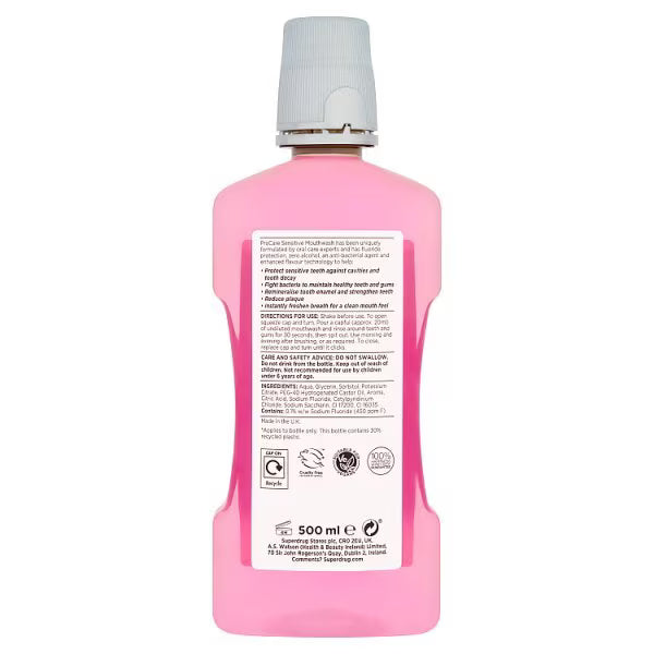 Superdrug ProCare Sensitive Mouthwash 500ml (British brand)