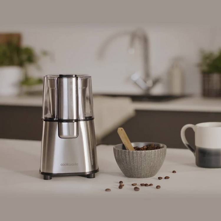 Cookworks coffee and herb grinder stainless steel, imported from the UK