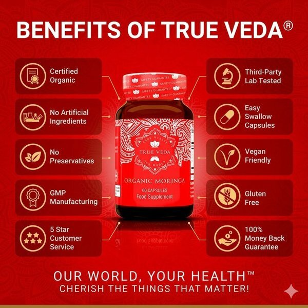 True Veda moringa extract 10:1 capsules 60ct - British product