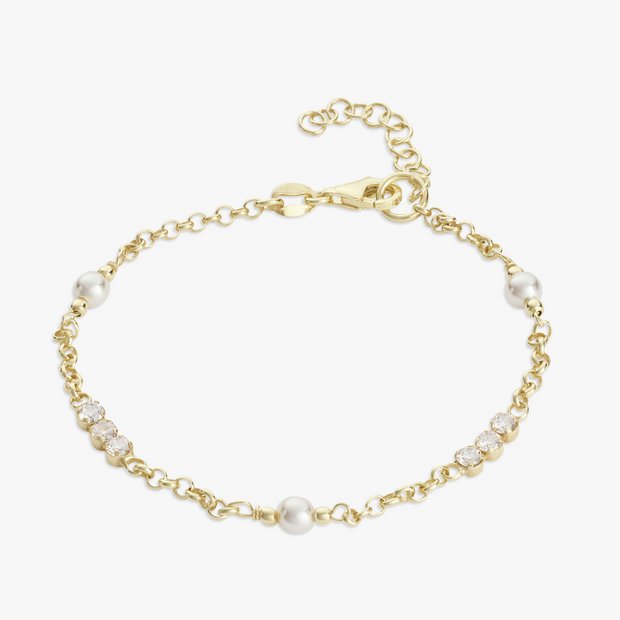 Revere gold plated pearls and cubic zirconia bracelet, UK version