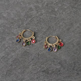 Freedom gold tone multi gem hoop earrings 15mm - British product